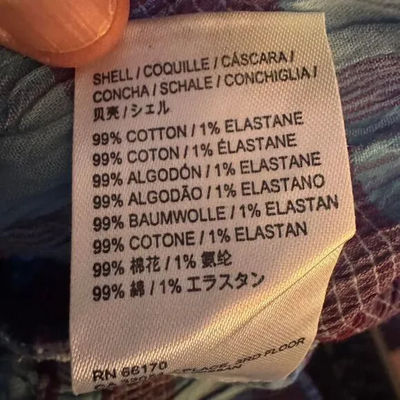 Free People smocked off shoulder plaid peplum peasant top with tie front Sz XS - Picture 8 of 8